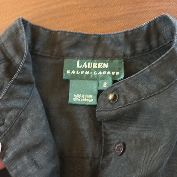 Lauren Ralph Lauren Black LINEN Casual Button Down Shirt/ size 8 - Picture 2 of 5